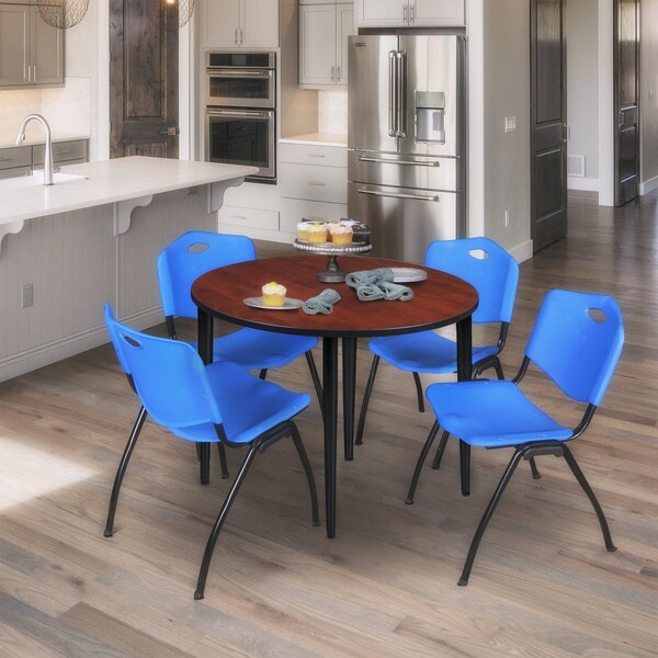 Regency Kahlo Round Table & Chair Sets, 36 W, 36 L, 29 H, Wood, Metal, Plastic Top, Cherry TPL36RNDCHBK47BE - main